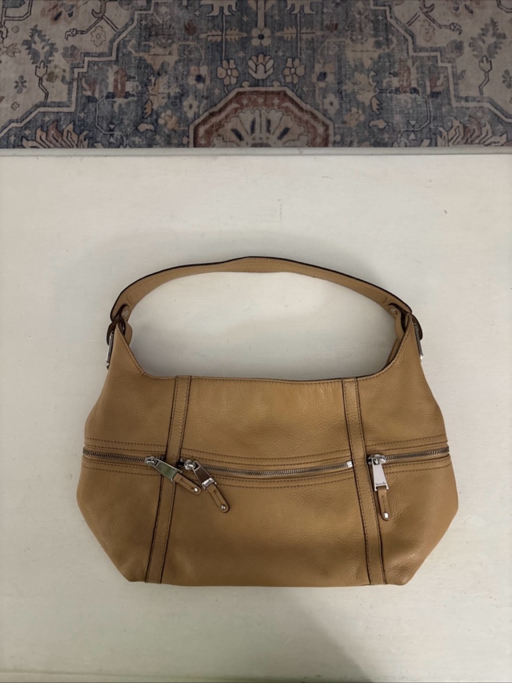 Tignanello Large Leather Shoulder Bag in Tan - Stylish Everyday Carry